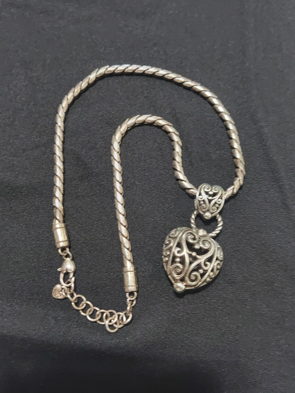 Brighton Silver Filigree Heart Pendant Necklace